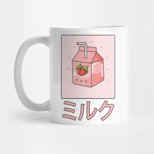 Cute Retro 90s Japanese Kawaii Strawberry Milk Shake Carton Mug